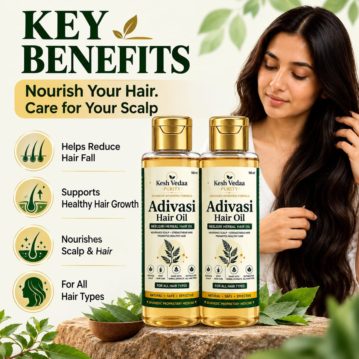 Kesh Vedaa Adivasi Hair Oil – Ayurvedic Herbal Hair Oil for Hair Fall & Scalp Care