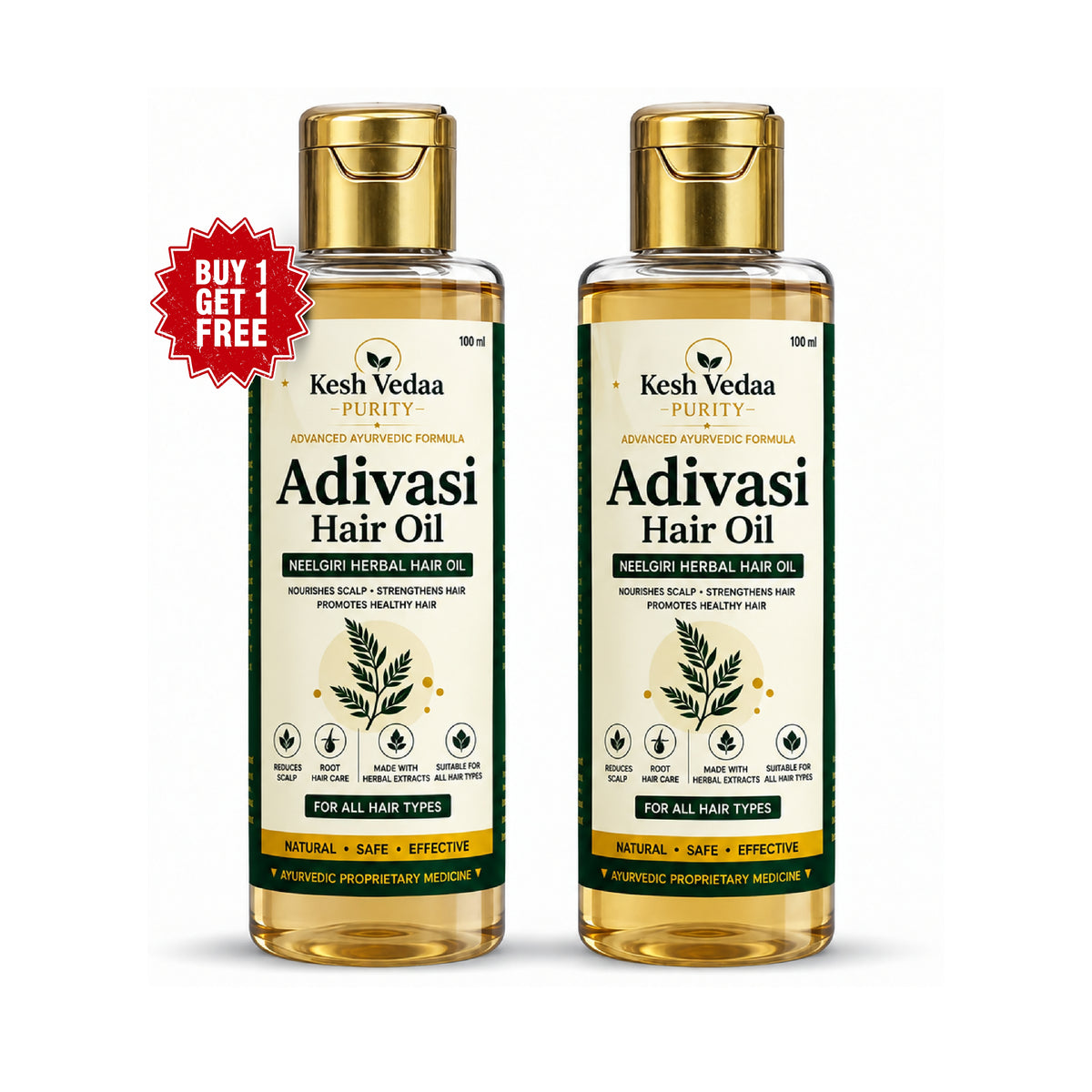 Kesh Vedaa Adivasi Hair Oil – Ayurvedic Herbal Hair Oil for Hair Fall & Scalp Care
