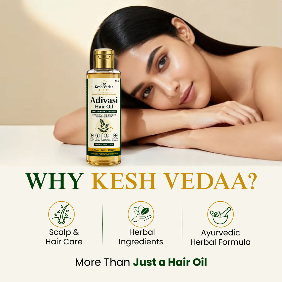 Kesh Vedaa Adivasi Hair Oil – Ayurvedic Herbal Hair Oil for Hair Fall & Scalp Care